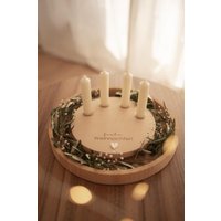 Adventskranz Aus Buchenholz Für Stabkerzen - Minimaltischte Weihnachtsdeko Adventszeit, Holz Modern, Tischdeko Weihnachten von herzundloewe