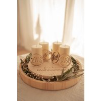 Stimmungsvoller Adventskranz Aus Buchenholz Gemütliche Vorweihnachtsatmosphäre Mit Gravur Für Stumpenkerzen - Die Familie von herzundloewe