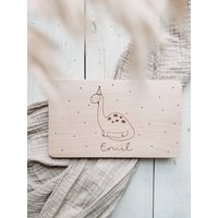 Holzbrettchen - Langhalsdino von herzundspaene