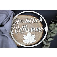 Türkranz Herbst - Holzkranz Herbstlich Willkommen, Herbstkranz Türe, Wanddeko Holz, Herbstdeko Eingang von herzwuid