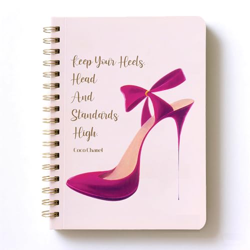 Keep Your Heels Spiral Notebook Journal, High-heeled Coco Chanel Quotes Softcover with Removable Dividers Wire Bound Soft cover 160 Pages/80 Sheets A5(8.4"x 6.4") ,Gift for Woman Office Diary Book von heshengzaixian