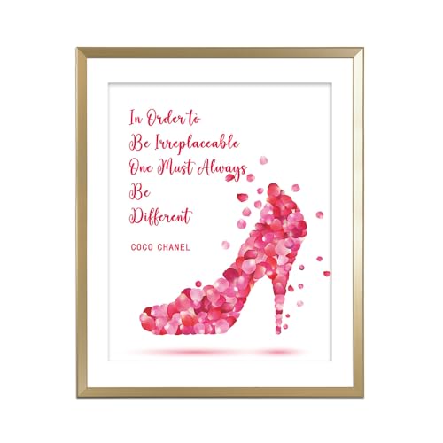 Wandkunstdrucke mit inspirierendem Zitat, Coco Chanel Spruch "In order to be irreplaceable One Must Always Modern Fashion Décor Painting for Girls Room Spa Beauty Makeup Room Set1 (Ungerahmt), 20,3 x von heshengzaixian