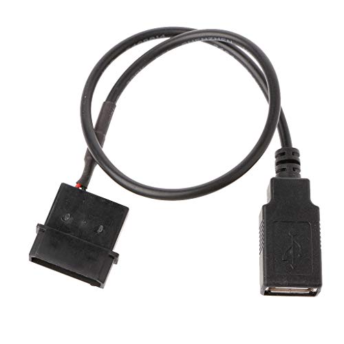 hetuioiyster 30cm Stück Intern 5V 2-Pin IDE Molex Auf USB 2.0 Typ A Buchse Netzteilkabel Adapterkabel Schwarz von hetuioiyster