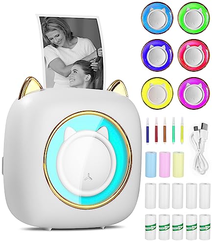heuchaey Mini Drucker,Mini Fotodrucker für Smartphone,Kabelloser Bluetooth Drucker,Tragbarer drucker mit iOS und Android,Thermo Fotodrucker für Notizen,Memo,Journal,Reisen Logo von heuchaey