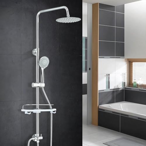 Hevenaov Duschset ohne Armatur, Chrom Duschsystem mit Regenduschset, 20 cm Rund Regendusche Duschsystem mit Duschkopf, Edelstahl von hevenaov