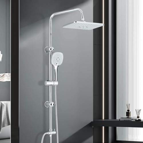 Hevenaov Regendusche Duschsystem Chrom Regendusche ohne Armatur Duschkopf Regendusche, Regendusche 2 Funktion ABS Handbrause für Badezimmer Regendusche von hevenaov
