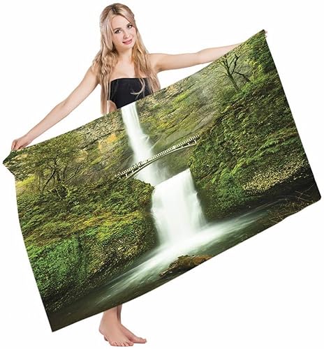 Badetücher Hobbits Falls of Rivendell Multnomah Waterfall Oregon Hobbit Elf Path Bridge Szene Badelaken Leichtes Strandtücher Perfekt Duschtuch Für Outdoor Wandern Reisen 80x130 cm von hexiaoliliyangjingbaihuodian