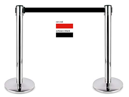 heyChef – 2er-Set Absperrpfosten aus Edelstahl silber | 4,5 m extra-lang Gurtband (schwarz), Personen-Leitsystem & Gurt Abstandshalter | Mobiler Abgrenzungs-Ständer für Innen & Außen heyChef – 2er-Set Absperrpfosten aus Edelstahl silber | 4,5 m extra-lang Gurtband (schwarz), Personen-Leitsystem & Gurt Abstandshalter | Mobiler Abgrenzungs-Ständer für Innen & Außen von heychef.