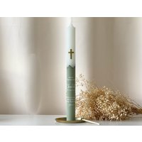 Kommunionskerze | Taufkerze Mit Goldenem Kreuz in Verschiedenen Farben Personalisiert Ein Einzigartiges Accessoire Für Die Kommunion von heylovelypeople
