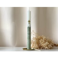 Kommunionskerze | Taufkerze Mit Goldenem Kreuz in Verschiedenen Farben Personalisiert Ein Einzigartiges Accessoire Für Die Kommunion von heylovelypeople