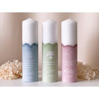 Personalisierte Taufkerze in Pastellfarben Mit Taufsymbol | Ein Modernes Accessoire Zur Taufe Schlichte Designer Kerze R311 von heylovelypeople