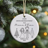 Personalisiertes Weihnachtsbaum Ornament Mann Und Frau Ehepaar Aus Keramik Familie Baumschmuck Baumanhänger Kugel Personaliserbar Personalisiertes Weihnachtsbaum Ornament Mann Und Frau Ehepaar Aus Keramik Familie Baumschmuck Baumanhänger Kugel Personaliserbar von heynelly