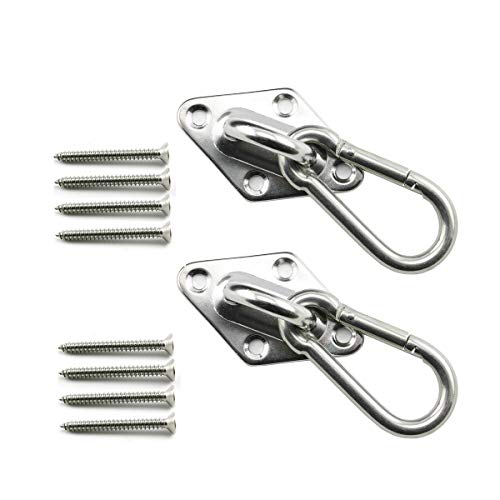 Heyous 2 Set Hängematte Hängematte Hängematte Swing Deckenhaken U-Haken Anker Haken Edelstahl Schwerlast-Mehrzweck-Hängematte Schaukel Deckenhaken Metall Bodenplatte mit Karabinerhaken M8 Rhombic von heyous