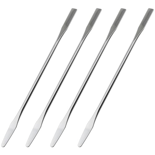 Heyous 4 Stück 150 mm Doppelkopf Miniatur Laborkopf Spatel Halbminiatur Flat Pfeilform Spatel Edelstahl Silber Miniatur Doppelkopf Spatel von heyous