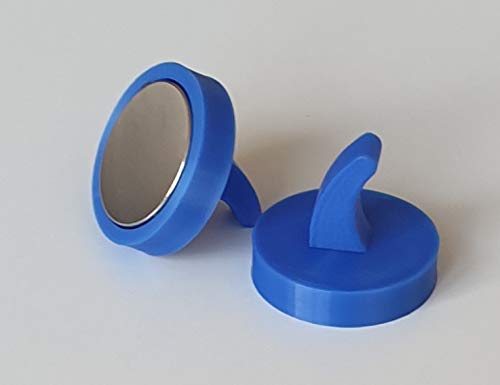 hf hajo - fix Magnet- | Klebe- | Schneideprodukte Neodym-Magnethaken mit Kunststoffgehäuse, blau, 5 Stück – kleine Haken für leichte Gegenstände, Neodymmagnet, Handtuchhalter von hf hajo - fix Magnet- | Klebe- | Schneideprodukte