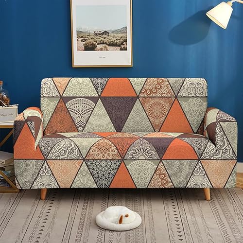 hfdch Sofa Überzug Flexibel Retro Geometrische Muster Sofaüberwurf Sofaschoner Creative Jacquard Couchbezüge, Super Stretch rutschfeste Sofabezug Haustierfreundliche Elastische Möbelschutz-Sofabezüge von hfdch