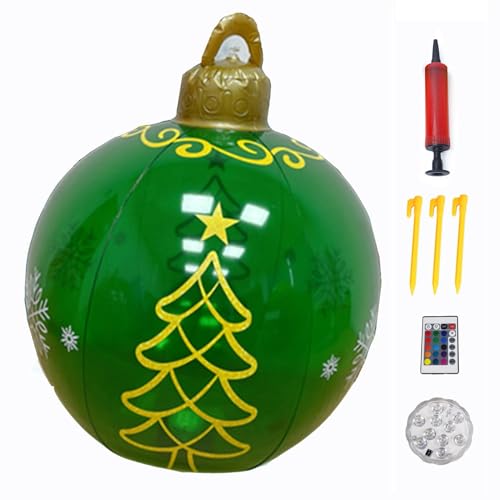 Große Aufblasbare Weihnachtskugeln 60 cm, Aufblasbarer Weihnachtsball aus PVC für den Außenbereich, Weihnachten Aufblasbar Ball mit Erdspießen und Pumpe für Outdoor Balkon Terrasse Garten Deko (C) von hgerGWW