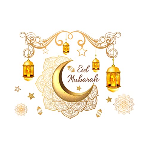 Ramadan Deko, Ramadan Fensterbilder Selbstklebend, Ramadan Sticker, Muslim Stern Halbmond Wandaufkleber Wandtattoo, Eid Mubarak Dekoration, Ramadan Mubarak Dekoration (B) von hgerGWW