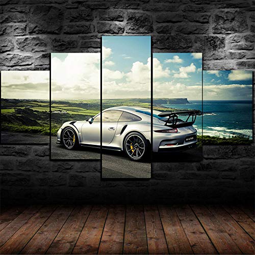 hgjfg Bilder Wandbild 150x80cm Leinwandbild 5 TLG Kunstdruck Porsch 911 GT3 RS Superauto modern Wandbilder XXL Wanddekoration Design Wandkunst 5 Stücke Leinwand Wohnzimmer Dekoration von hgjfg