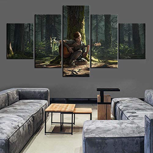 hgjfg Leinwanddrucke Leinwandbilder XXL 5 Teilig Charakter Last Us Part 2 Hd Gedruckt 5 Stücke Leinwand Wandkunst Malerei Modulare Tapeten Poster Drucken Moderne Wohnzimmer Wohnkultur von hgjfg