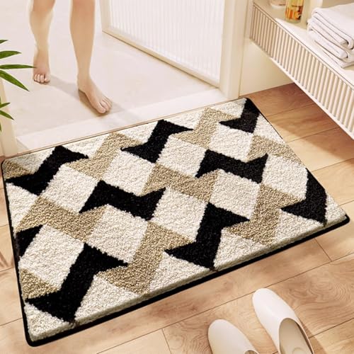 hhbzhdpg Absorbierende Mikrofasermatten, Maschinenwaschbare, Schnell Trocknende Teppiche, rutschfeste Badewannenmatte, Badezimmerzubehör, Dekoration für Küchenböden(B,50X80CM) von hhbzhdpg