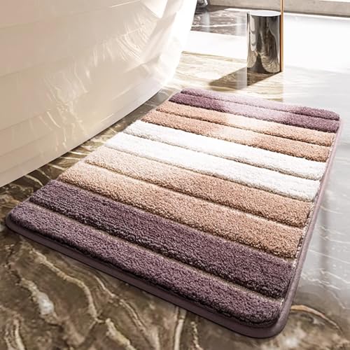 hhbzhdpg Weiche Badematten, Mikrofaser-Badezimmerteppich, Duschteppich, Eignet Sich Auch Gut für Treppen, Balkone, Waschküchen und Bereiche für Haustiere(D,40X60CM) von hhbzhdpg