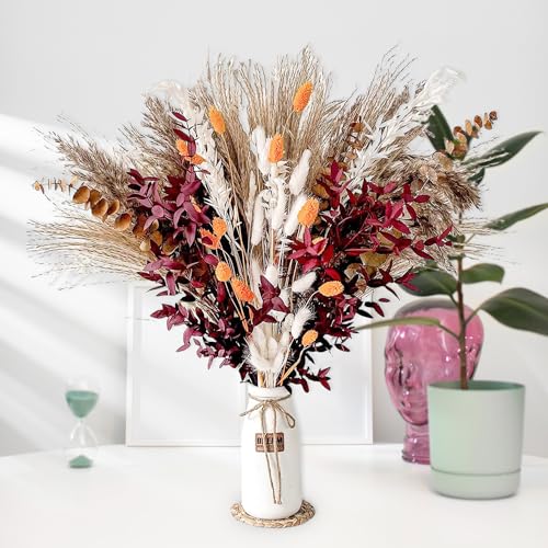 Herbst Pampasgras Dekor für Zuhause Warm Herbst Thanksgiving Tisch Boho Flauschige Getrocknete Blumen Blumenstrauß Orange Rot Herbst Pampasgras Dekor für Zuhause Warm Herbst Thanksgiving Tisch Boho Flauschige Getrocknete Blumen Blumenstrauß Orange Rot von hhdatc
