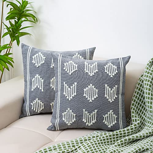 hi-home 2er Set Boho Kissenbezug, 45x45cm Dekorative Kissenhülle Boho Kissen Style Dekokissen Baumwolle Leinen Kissenbezüge Sofakissen Kopfkissenbezug für Sofa Schlafzimmer Wohnzimmer Auto von hi-home