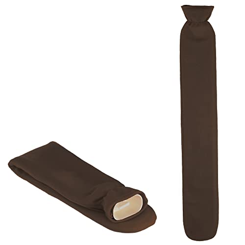 XL Schlauch Wärmflasche - extra Lang, 76 cm - mit weichem Bezug - braun von hibuy