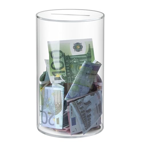 Hicocool Klares Spardose, Acryl-Spardose für Erwachsene zum Zerbrechen, klares Acryl-Spardose unöffnbar für echtes Geld, Jungen Mädchen Geburtstagsgeschenk (20cm H x 12cm D) von hicocool