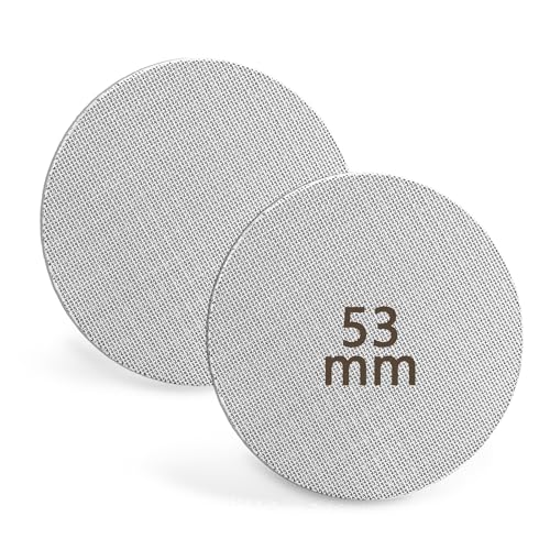 2 Stück Puck Screen 53mm, 1,7mm Dicke Espresso Sieb für Siebträger, 150μm Edelstahl Kaffee Puck Screen, Wiederverwendbar Puckfilter, Gesinterte Kaffeefilter für Espresso Coffee Siebträger Zubehör von hicoosee