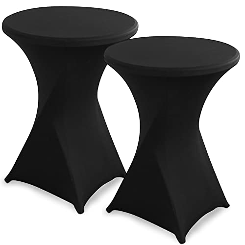 hicoosee 2er-Set Stretch Stehtischhusse, Ø80-85cm Hochwertige Tisch-Überzug Husse für Bistrotisch Stehtisch und Runde Stehtische, Elegante Stretch-Husse für Gartenparty Feier Hochzeit Taufe, Schwarz von hicoosee