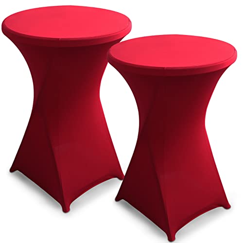 hicoosee 2er-Set Stretch Stehtischhusse, Ø80-85cm Hochwertige Tisch-Überzug Husse für Bistrotisch Stehtisch und Runde Stehtische, Elegante Stretch-Husse für Gartenparty Feier Hochzeit Taufe, Rotwein von hicoosee