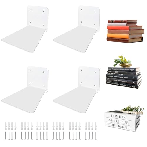 hiee Unsichtbares Bücherregal, Schwebendes Bücherregal, Invisible Floating Bookshelf, Bücherregal für Schlafzimmer, Kleines Bücherregal mit Minimalistischem Design für Büro, Küche(4PCS) von hiee