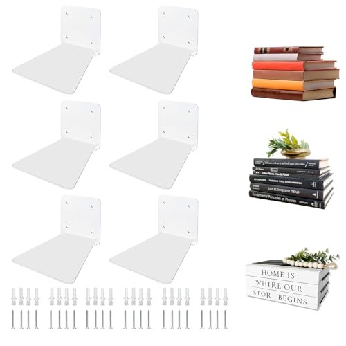 hiee Unsichtbares Bücherregal, Schwebendes Bücherregal, Invisible Floating Bookshelf, Bücherregal für Schlafzimmer, Kleines Bücherregal mit Minimalistischem Design für Büro, Küche(6PCS) von hiee