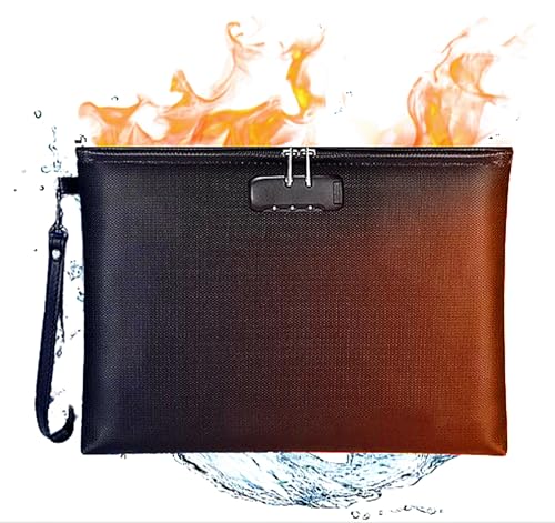 Dokumententasche Tresor Feuerfest Wasserdicht, Feuerfeste Dokumentenbox Geldtasche für A4 Dokumente, Aufbewahrungstasche mit Reißverschluss für Reisepass, Wertsachen, Bargeld (36*26CM Zahlenschloss) von hifrom