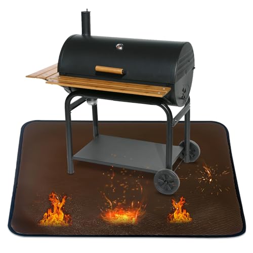 Grillmatte Bodenschutz Feuerfeste Unterlage Faltbare Hitzebeständige Matte Feuerschale, Bodenschutzmatte Schutzmatte Unter Grill Grillteppich, Grillschutzmatte Feuerschutzmatte (Braun 165 * 99 cm) von hifrom