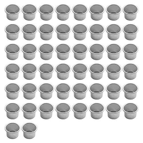 Kerzenhalter für Stabkerzen Mini Kerzeneinsätze aus Metall Deko Kerzeneinsatz Set, Kerzenhalter Metall Klein Kerzentülle, Kerzeneinsatz Tafelkerzen, kerzenständer silber (50 Stück B) von hifrom