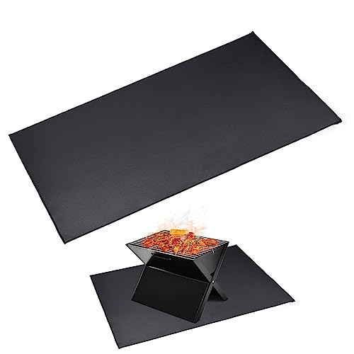 hifrom Feuerfeste Bodenmatte,Grillmatte für Gasgrill,Feuerstelle Pad,Hitzebeständig bis 500°C,Grillmatte Boden 100 x 182 cm für Camping,Rutschfest,Terrassen von hifrom