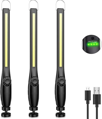 LED Arbeitsleuchte Taschenlampe Werkstattlampe Aufladbar COB inspektionslampe stablampe mit Magnetischen arbeitslampe für Auto Reparatur, Werkstatt, Garage, Camping, Notbeleuchtung (3 Stück) von highsam