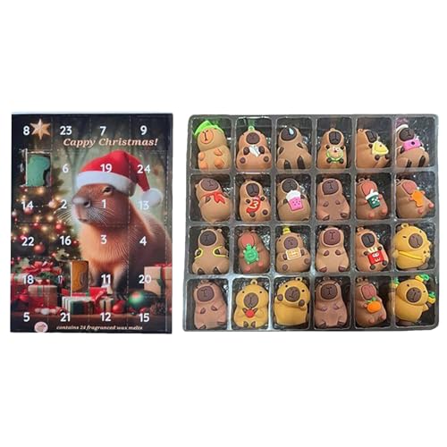 Capybara Weihnachts Countdown Kalender 2025 | 24 Tägiger Weihnachts Countdown Kalender Mit 3D Capybara Sammelfiguren | Niedliche Festliche Tier Dekopuppe Für Kinder Und Familie von higyee