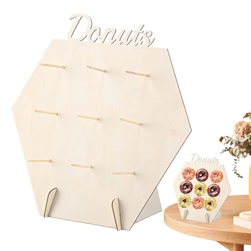 Donut Stand | Holz 9-Fach Donut Ständer für Hochzeit,Wiederverwendbarer Ständer Für Catering Geburtstag Cafe Party,Gastronomie Buffet Präsentation von higyee