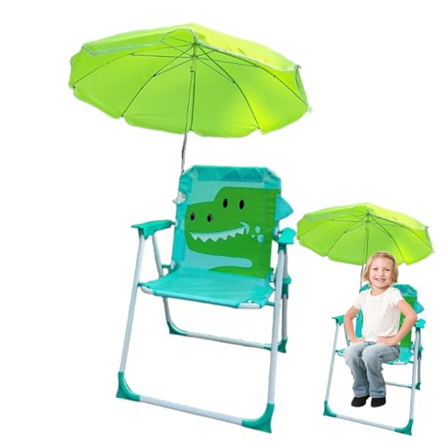 Kinder Campingstuhl – Kinder Strandstuhl Mit Sonnenschirm | Faltbarer Windabweisender Sandsitz Mit Sonnenschirm | Tragbares Und Leichtes Sommer Strandzubehör Für Camping Im Garten (Grün) von higyee