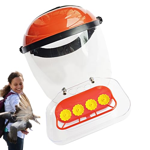 Kolibri Gesichtsmaske Futterstelle - Durchsichtiger Futterspender mit 4 Fütterungsöffnungen | Verstellbares Kopfband für Vogelfütterung für Garten Wandern Camping Outdoor und Naturbeobachtung von higyee