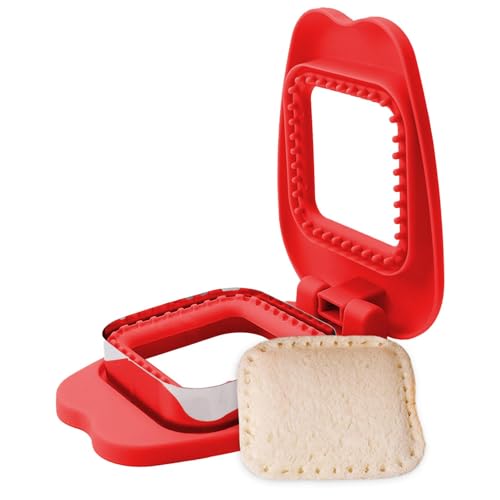 Sandwichschneider Und Versiegelungsgerät – Sandwichschneider Für Das Mittagessen Für Kinder | Frühstücks-Sandwichform Aus Edelstahl | Antihaft-Sandwichform-Brotpresse, Quadratisch (rot) von higyee