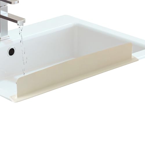 Spritzschutz für die Spüle - Silikonwasserbarriere Für Die Küche | Hitzebeständige Silikon Waschbeckenschutzwache Mit Saugnapfbecher | Erhöhte Konstruktionswasserspritzer Prävention (Beige) von higyee