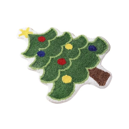 Weihnachts Badezimmerteppiche – Waschbare Weihnachts Badematten | 16 x 24 Zoll Weihnachtsbaum Weihnachtsmann Fußmatten | Rutschfester Saugfähiger Weicher Weihnachtsteppich Für Die Inneneinrichtung (A) von higyee