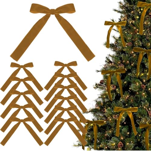 Weihnachts Dekorationsschleifen Aus Samt – 12 Stück Samtschleifen Für Den Weihnachtsbaum | Multifunktionale Samt Weihnachtsbaumschleifen | Weihnachts Samtschleifen Für Weihnachtsdekorationen () von higyee