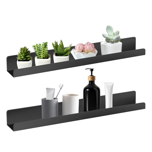 higyee Magnetisches Re-gal – 2 Magnetische Bücherregale Aus Acryl | Platzsparendes Wiederverwendbares Gewürzregal Aus Acryl Für Den Kühlschrank | Schwebende Metall Präsentationstafeln (Schwarz) von higyee