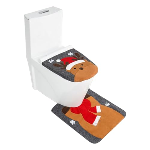 higyee Weihnachts-Toilettensitz-Deckelbezug - Weihnachts-Toilettendeckelbezug 2 Stück | Weihnachtsmann-Toilettenbezug higyee Weihnachts-Toilettensitz-Deckelbezug - Weihnachts-Toilettendeckelbezug 2 Stück | Weihnachtsmann-Toilettenbezug von higyee